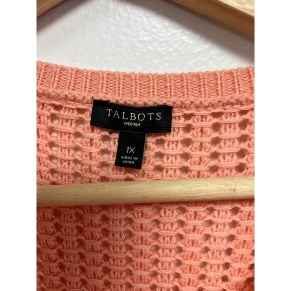 Talbots knitted Open Stitch Sweater Stitch Sweater Space lambswool Orange 1X - Picture 3 of 8